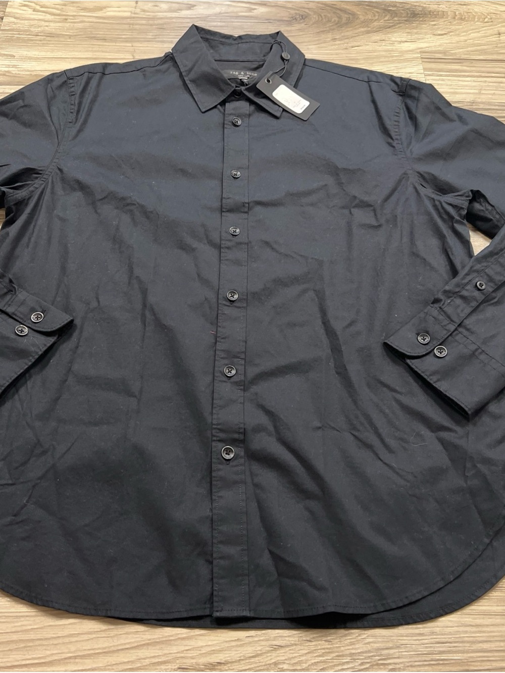 Rag & Bone GRIFFIN LONG SLEEVE BUTTON DOWN BLACK SHIRT MEN'S Medium NWT $228